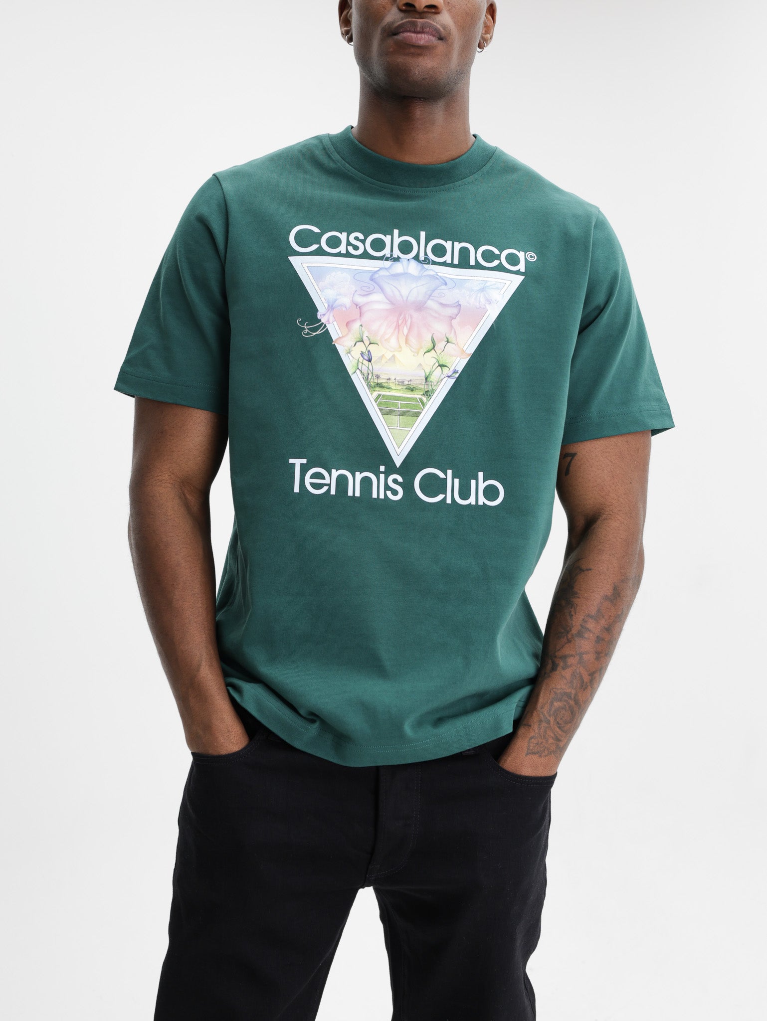 Casablanca Tennis Club Icon Printed Classic T-Shirt Green