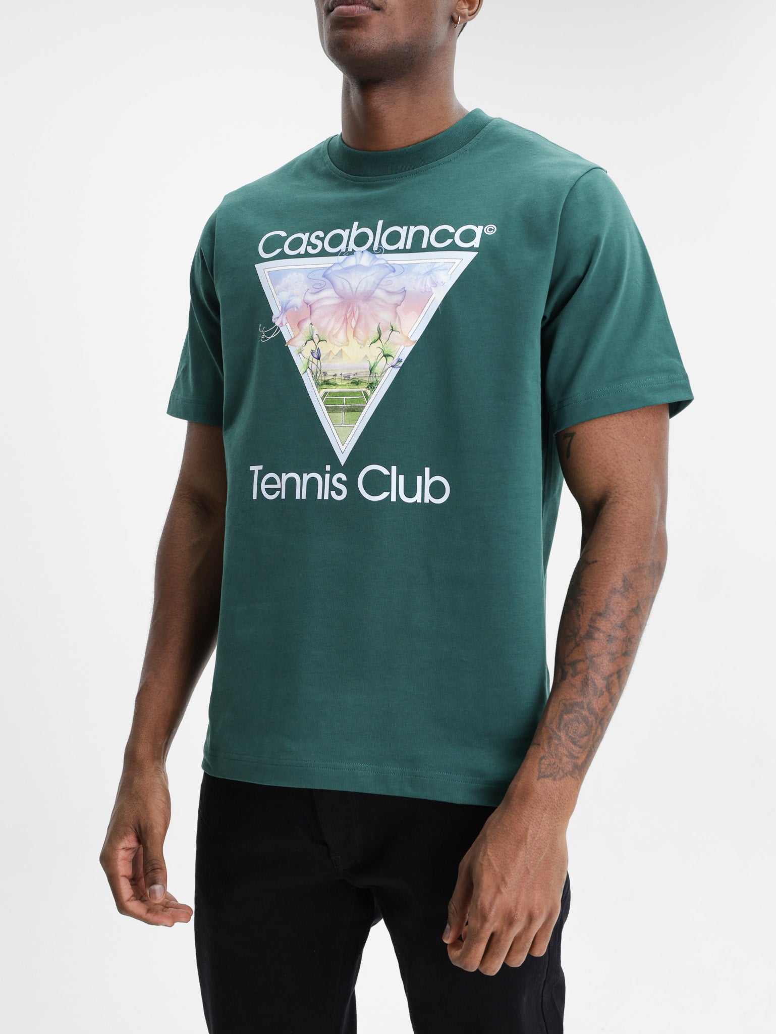 Casablanca Tennis Club Icon Printed Classic T-Shirt Green