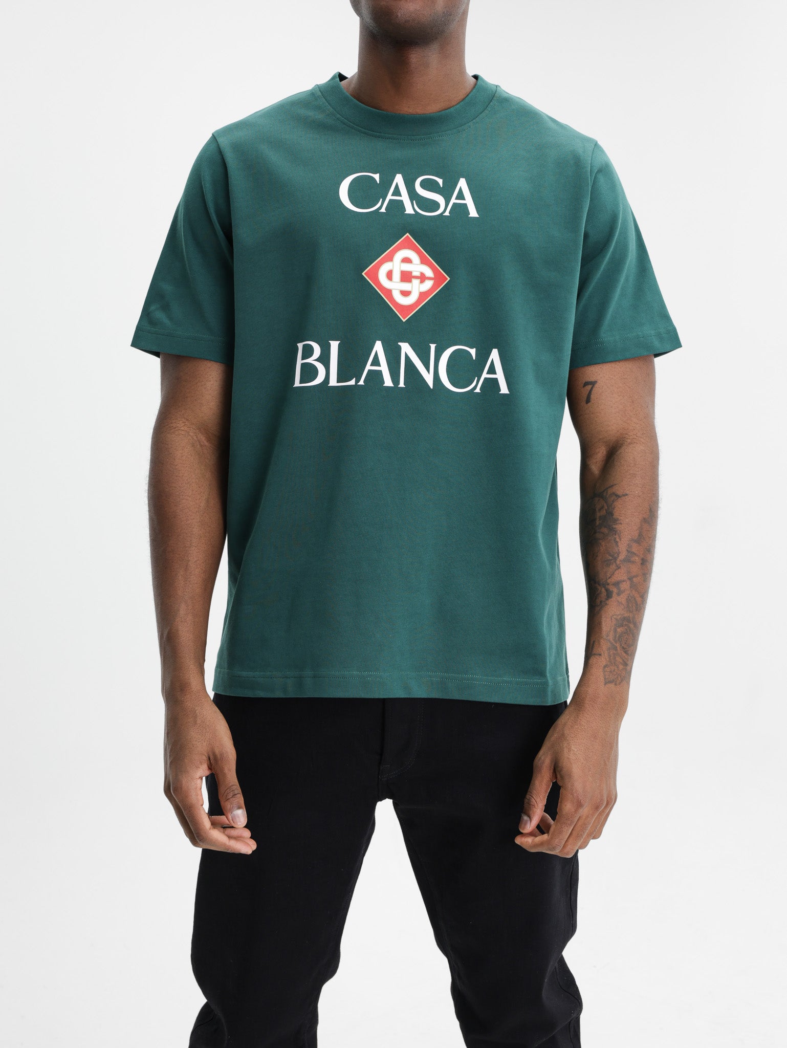 Casablanca Classic T-Shirt Casablanca Stacked Logo Green
