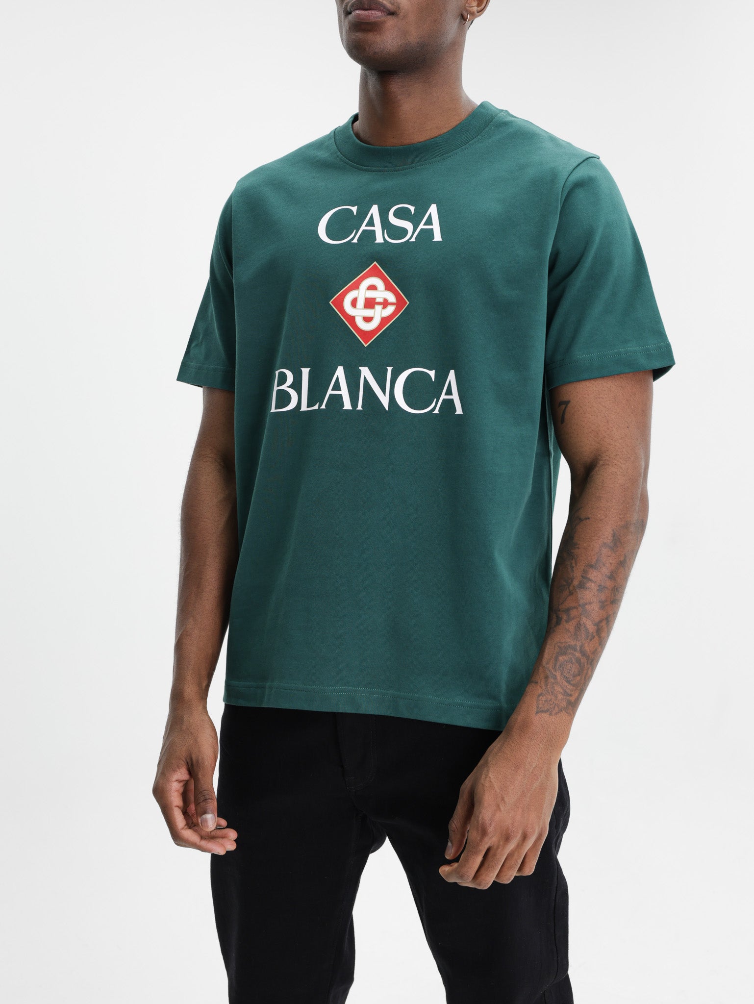 Casablanca Classic T-Shirt Casablanca Stacked Logo Green