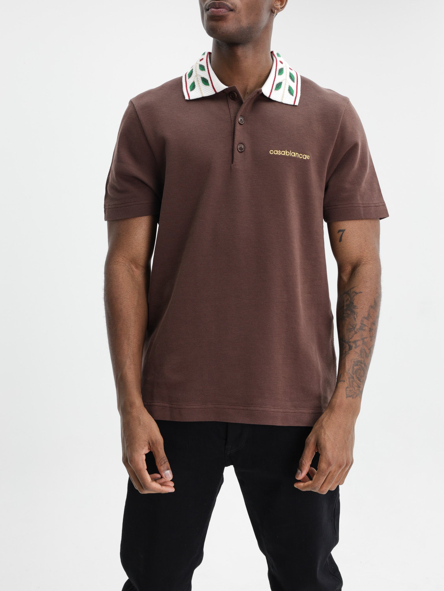 Casablanca Laurel Pique Golfer Brown