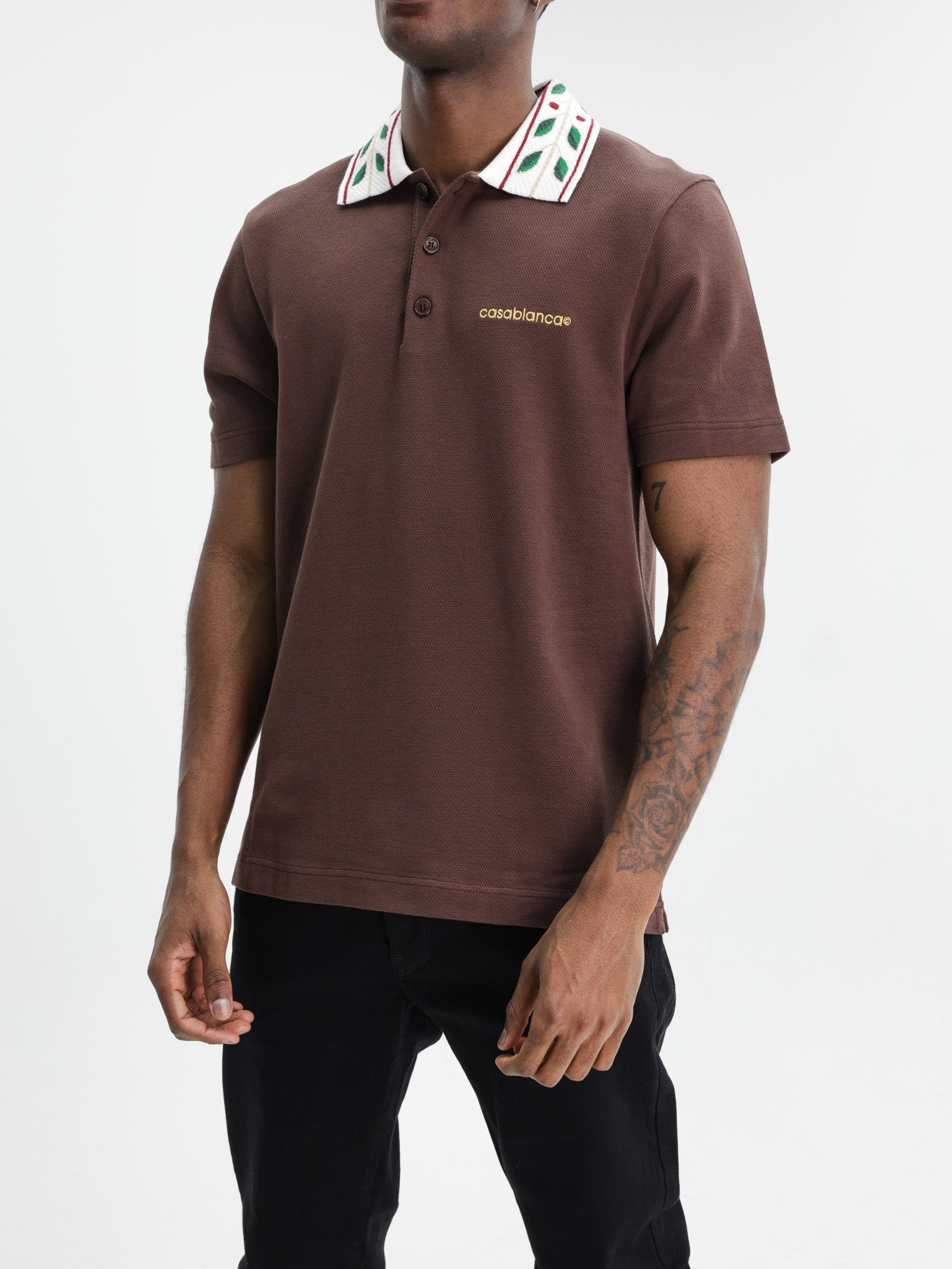 Casablanca Laurel Pique Golfer Brown