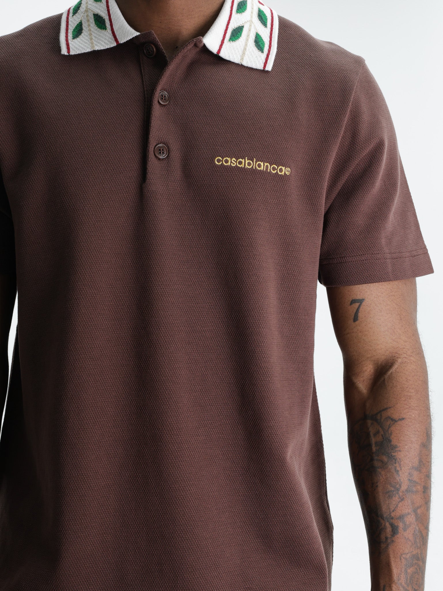 Casablanca Laurel Pique Golfer Brown