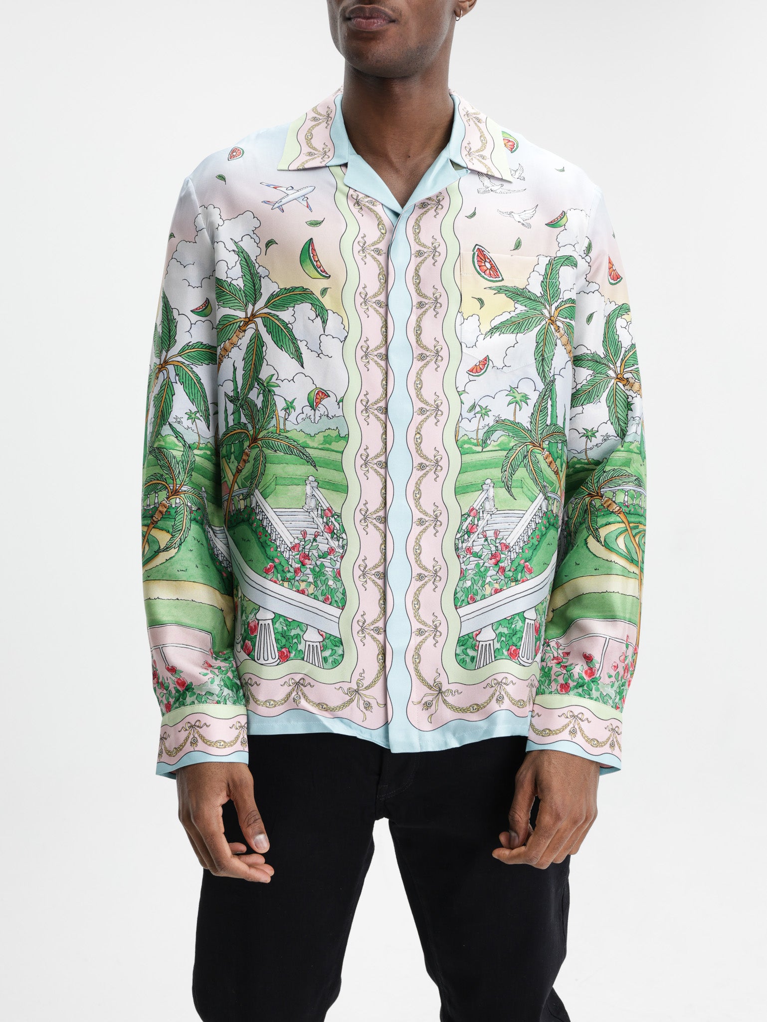 Casablanca Cuban Collar Ls Shirt White