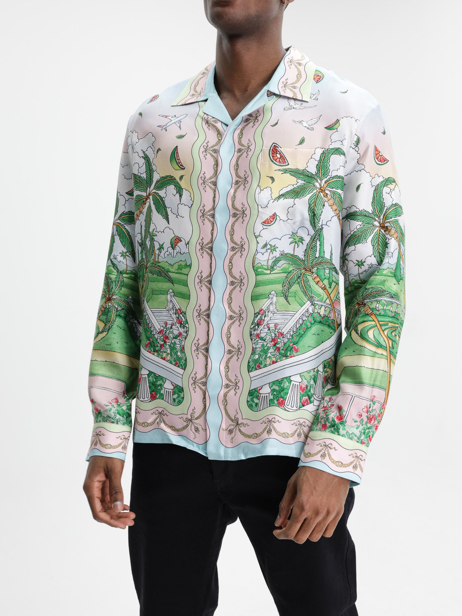 Casablanca Cuban Collar Ls Shirt White