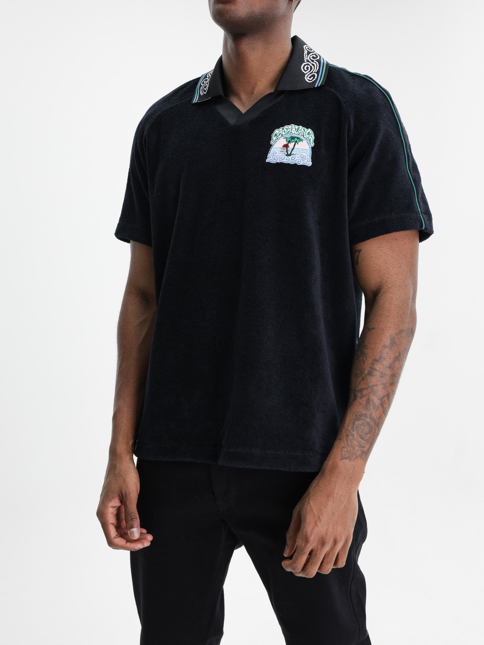 Casablanca Towelling Golfer Black