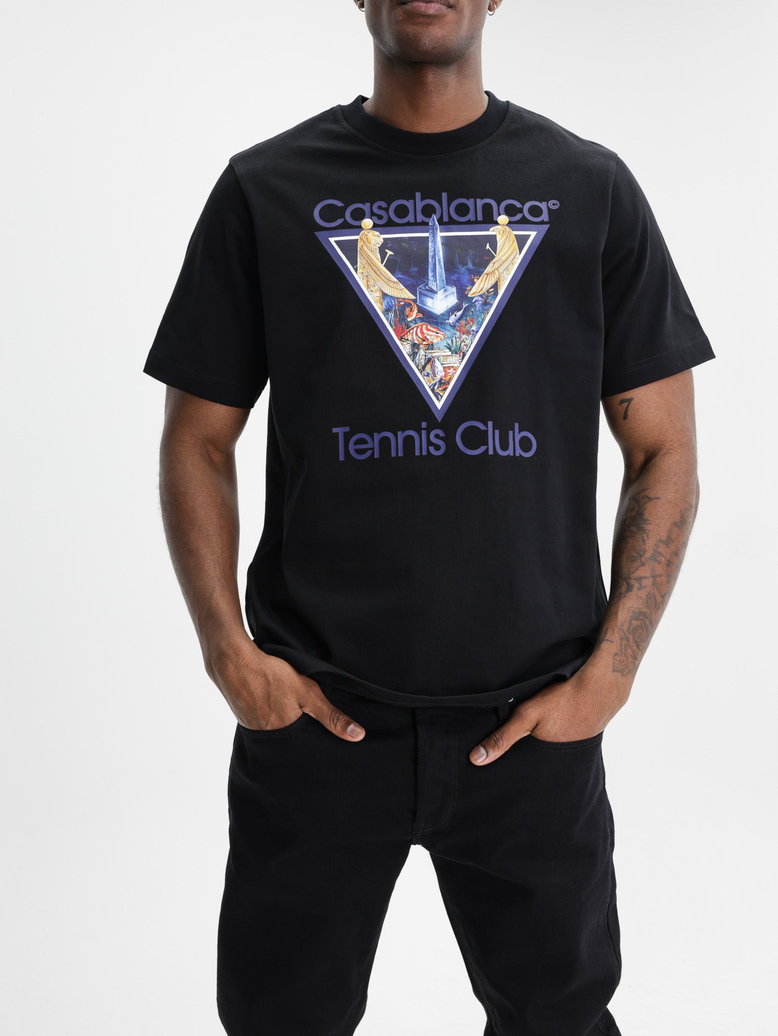 Casablanca Monde Perdu Tennis Club Icon Printed Classic T-Shirt Black