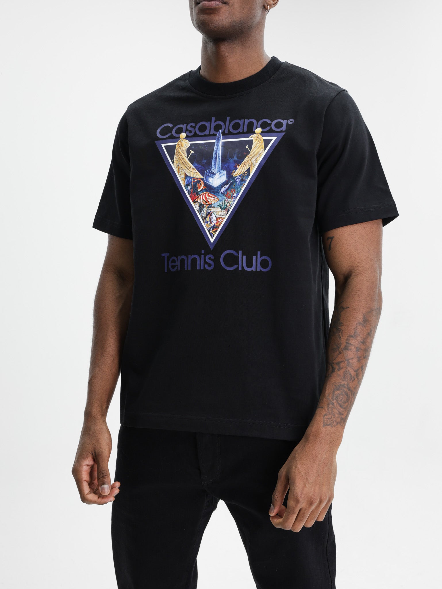 Casablanca Monde Perdu Tennis Club Icon Printed Classic T-Shirt Black