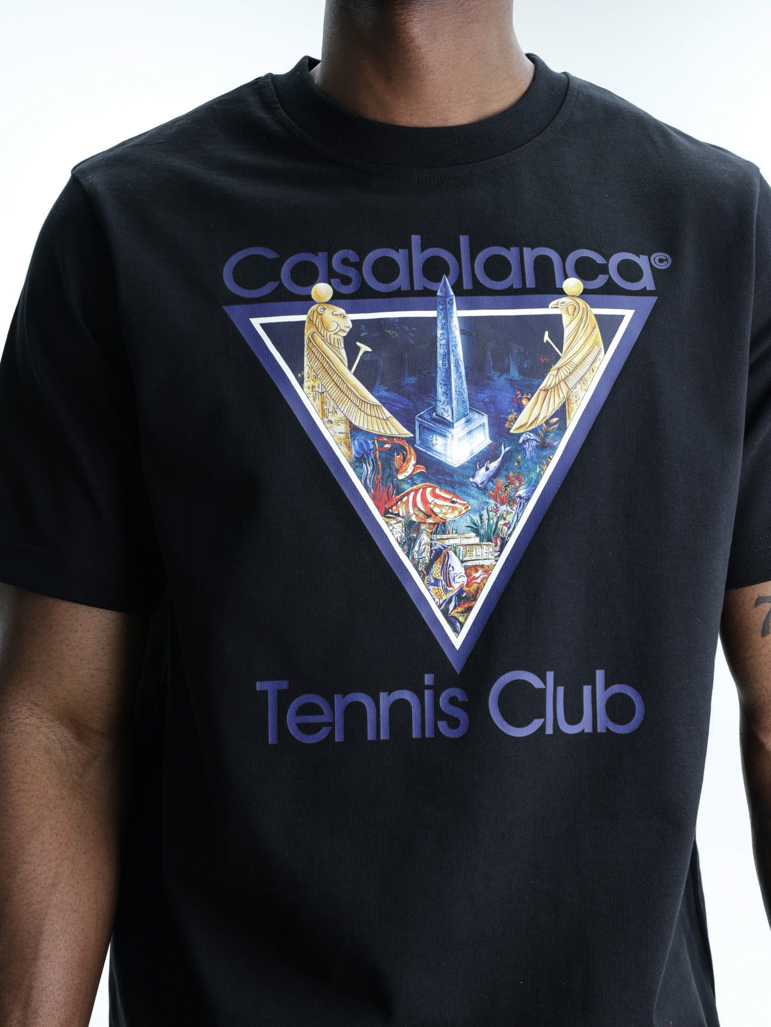 Casablanca Monde Perdu Tennis Club Icon Printed Classic T-Shirt Black