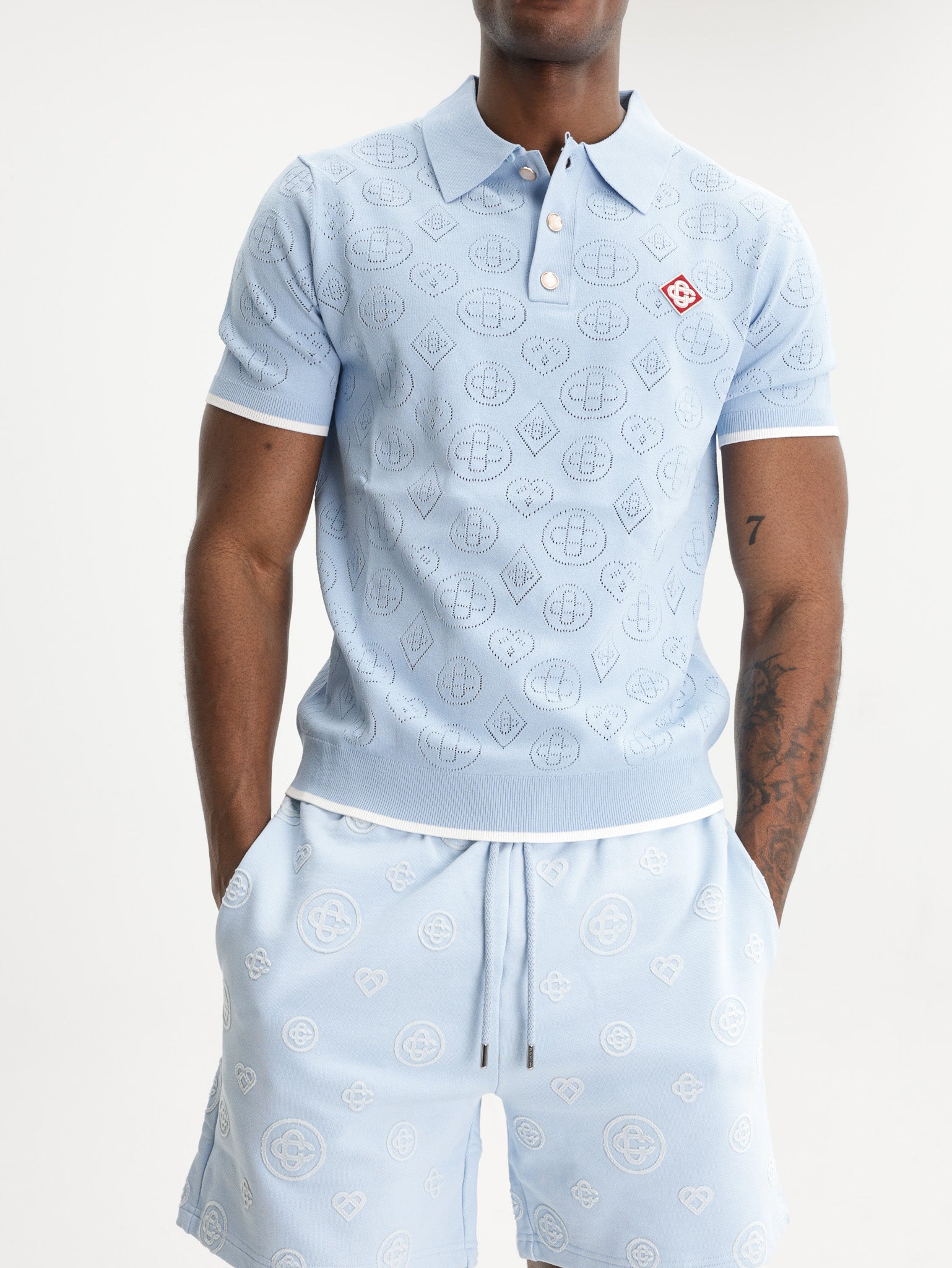 Casablanca Pointelle Golfer Blue