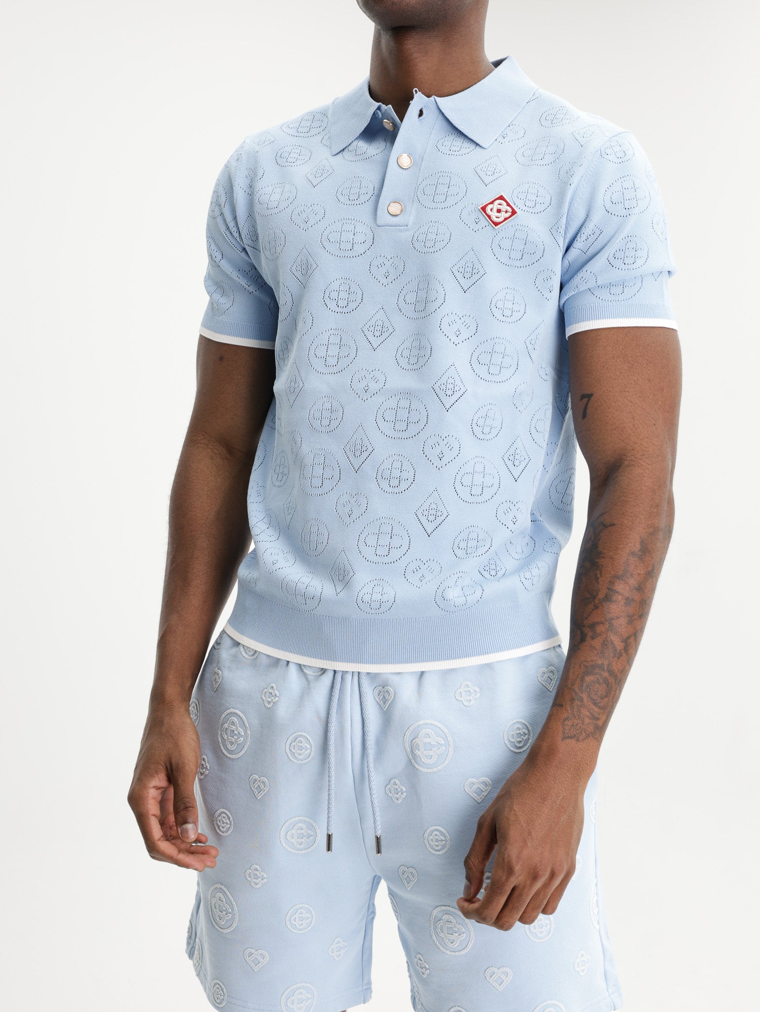 Casablanca Pointelle Golfer Blue