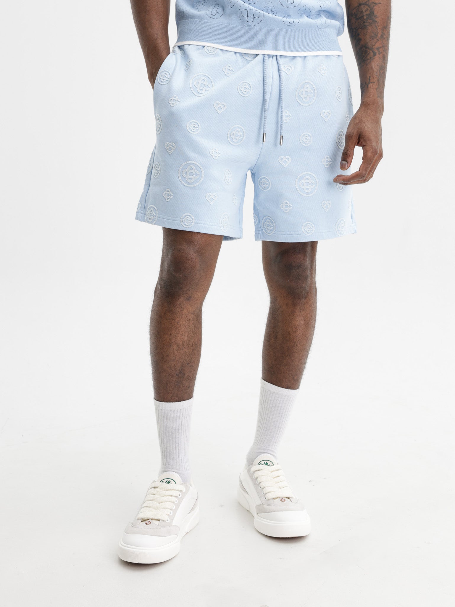 Casablanca Applique Monogram Sweatshort Blue