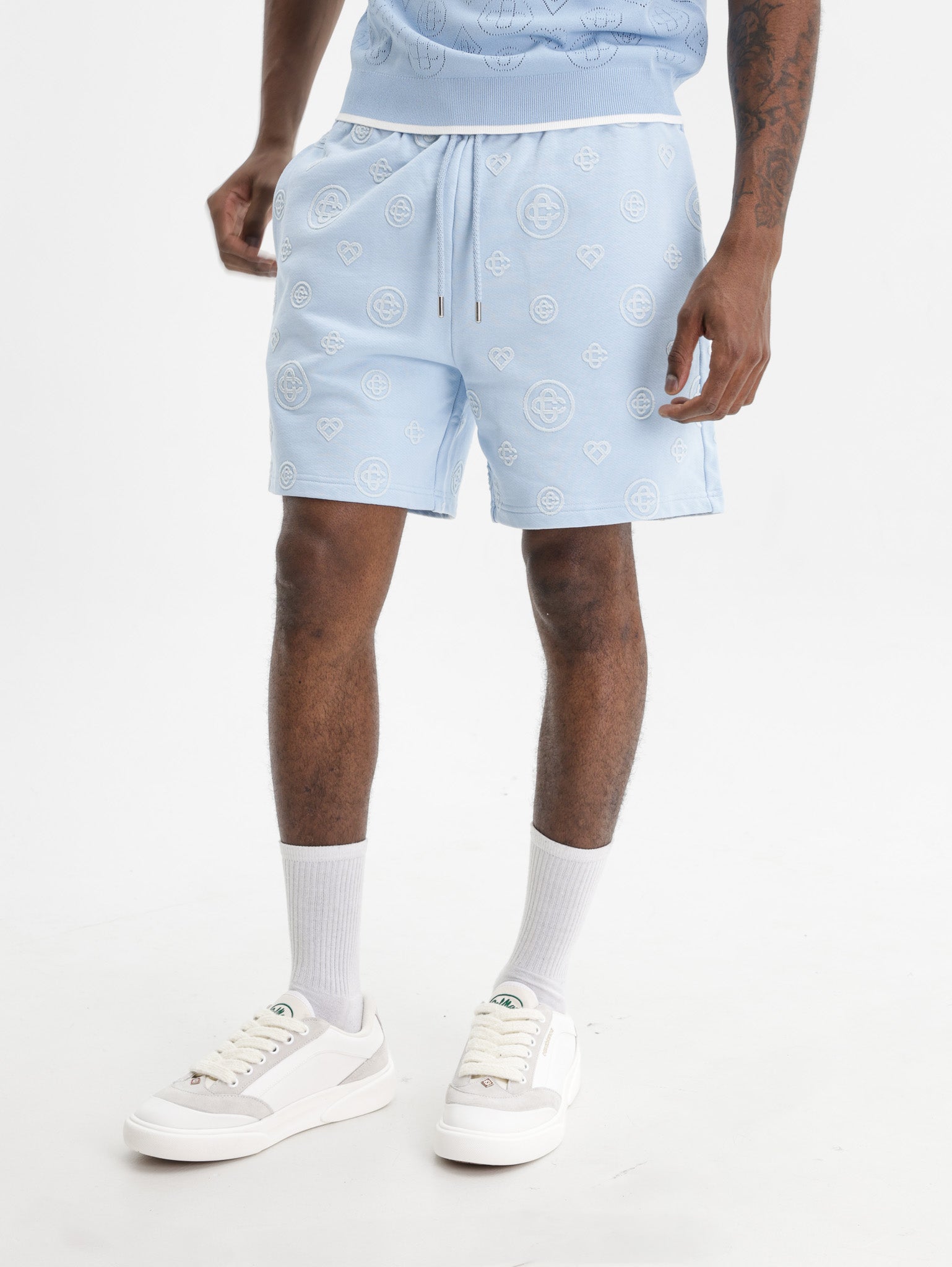 Casablanca Applique Monogram Sweatshort Blue