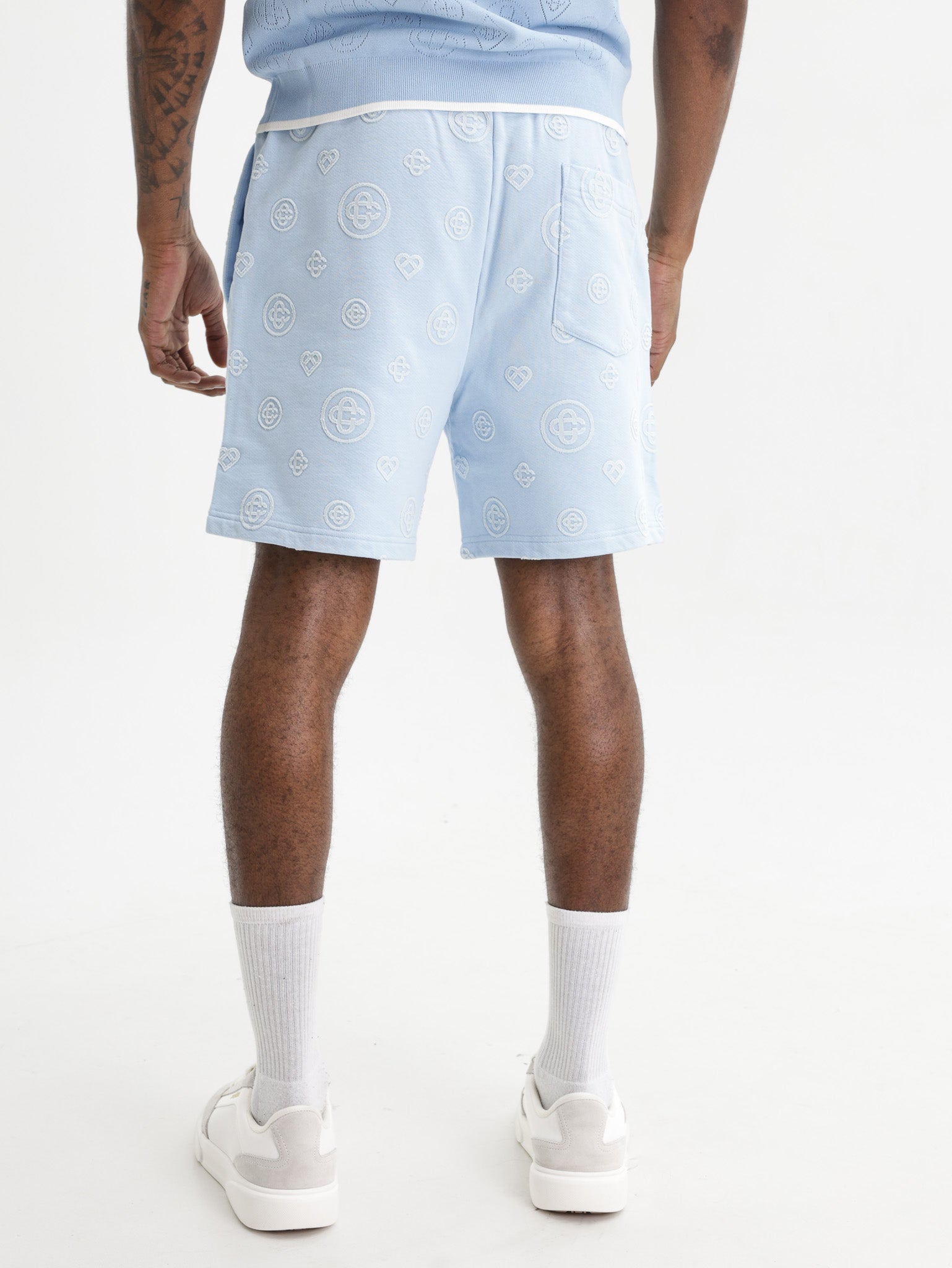 Casablanca Applique Monogram Sweatshort Blue