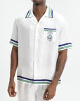 Casablanca Hotel Emblem Cuban Collar Ss Shirt White