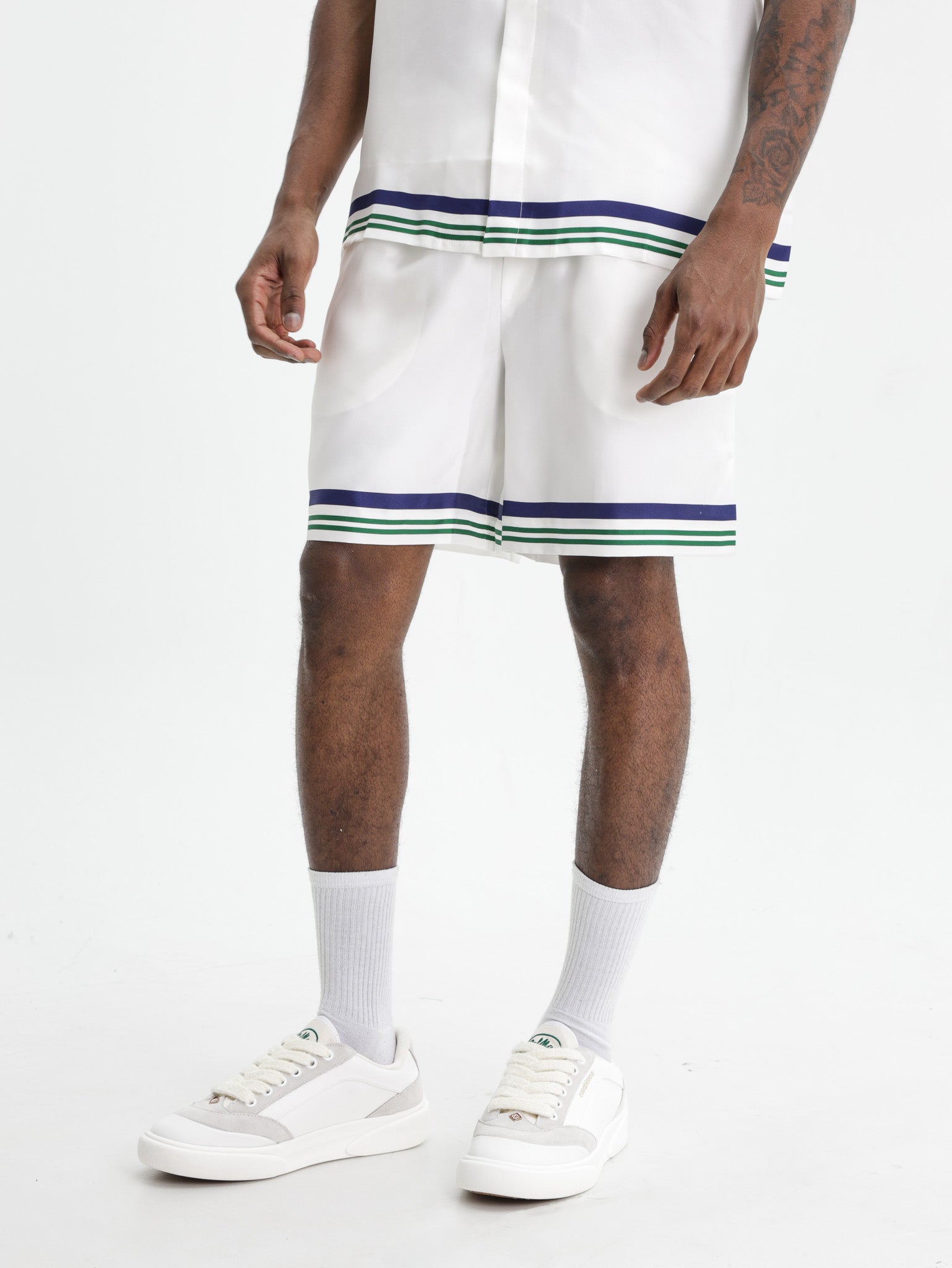 Casablanca Hotel Emblem Silk Shorts White