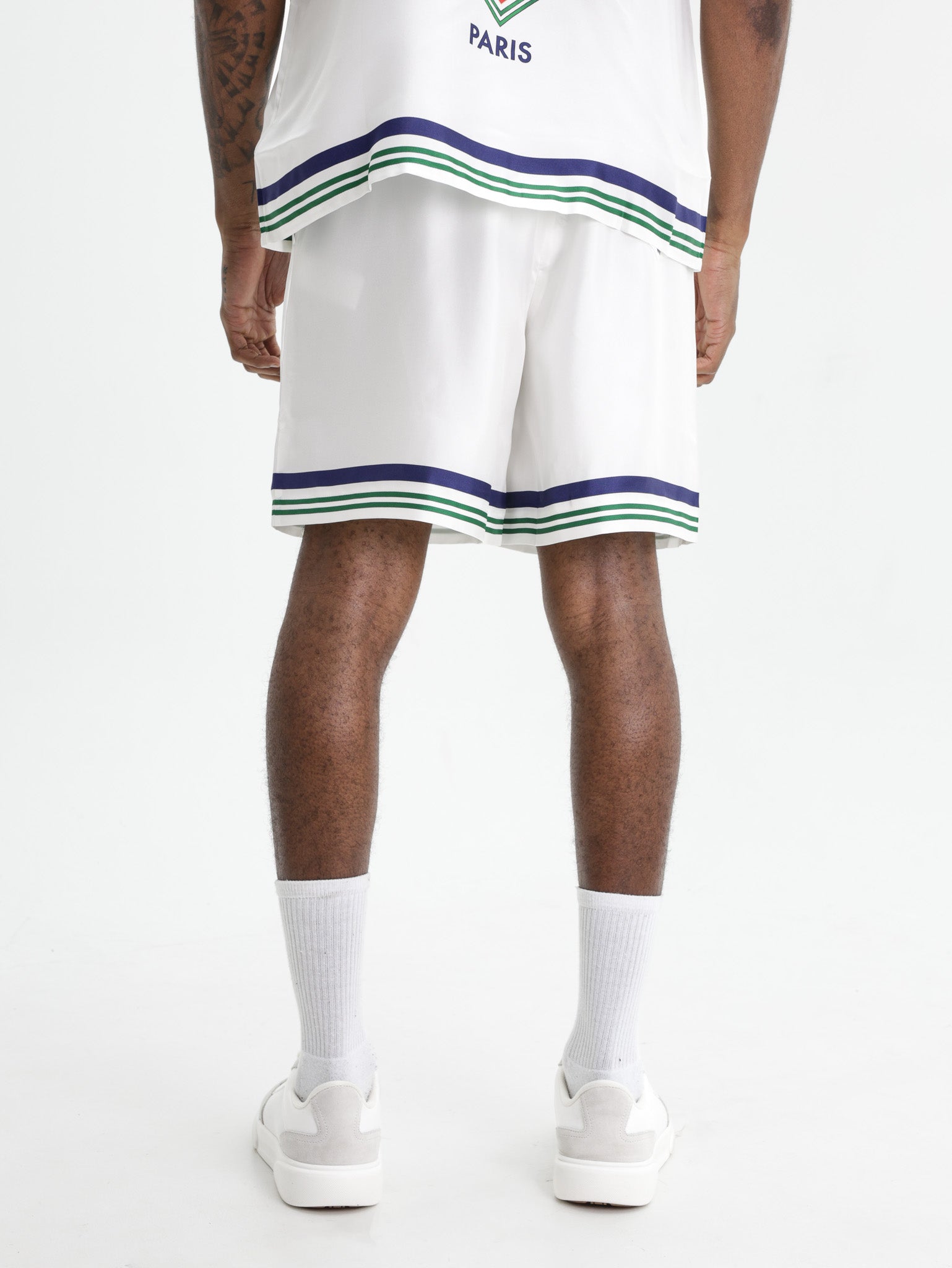 Casablanca Hotel Emblem Silk Shorts White
