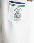 Casablanca Hotel Emblem Silk Shorts White