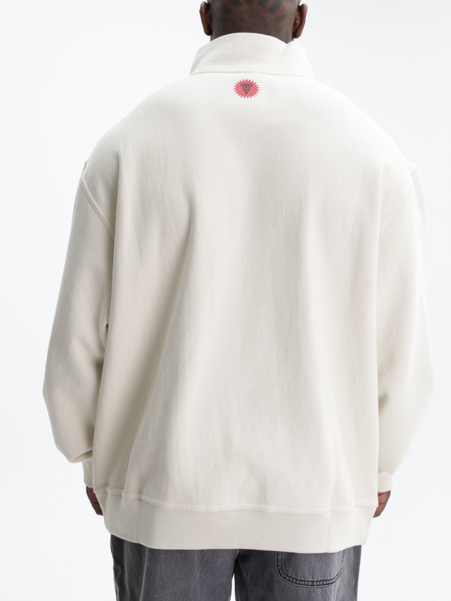 Ice Cream Half Zip Logo Sweater White