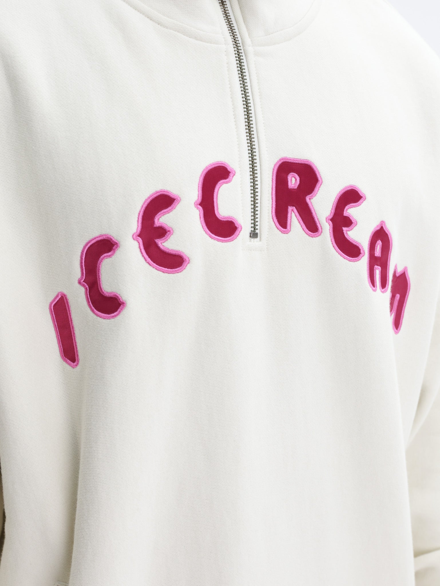 Ice Cream Half Zip Logo Sweater White