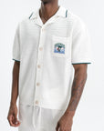 Casablanca Palm Tree Emblem Crochet Shirt White