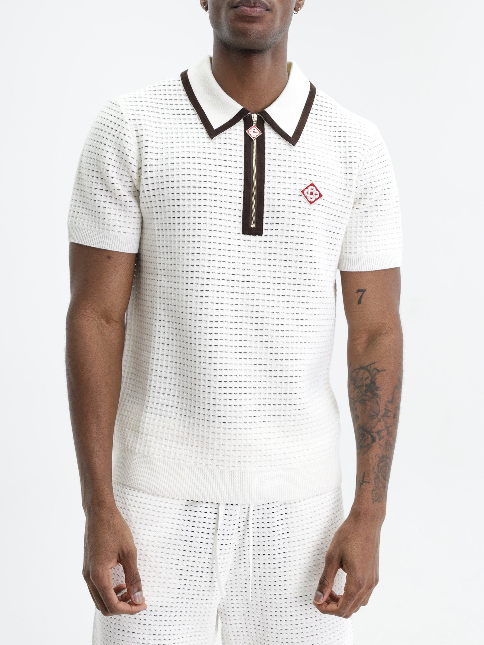 Casablanca Waffle Stitch Golfer White