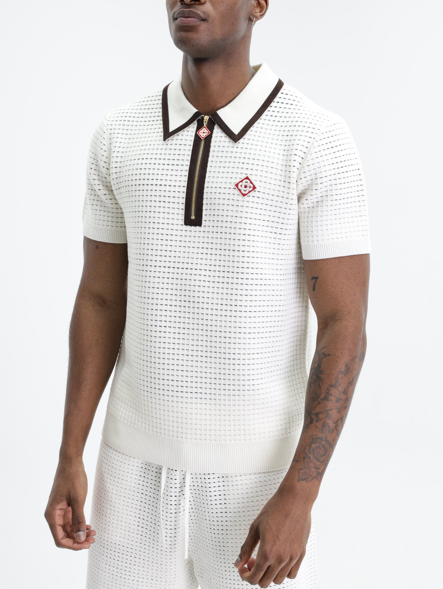 Casablanca Waffle Stitch Golfer White