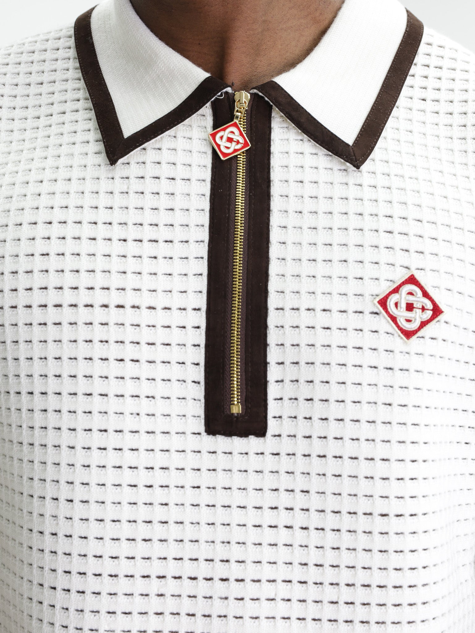 Casablanca Waffle Stitch Golfer White