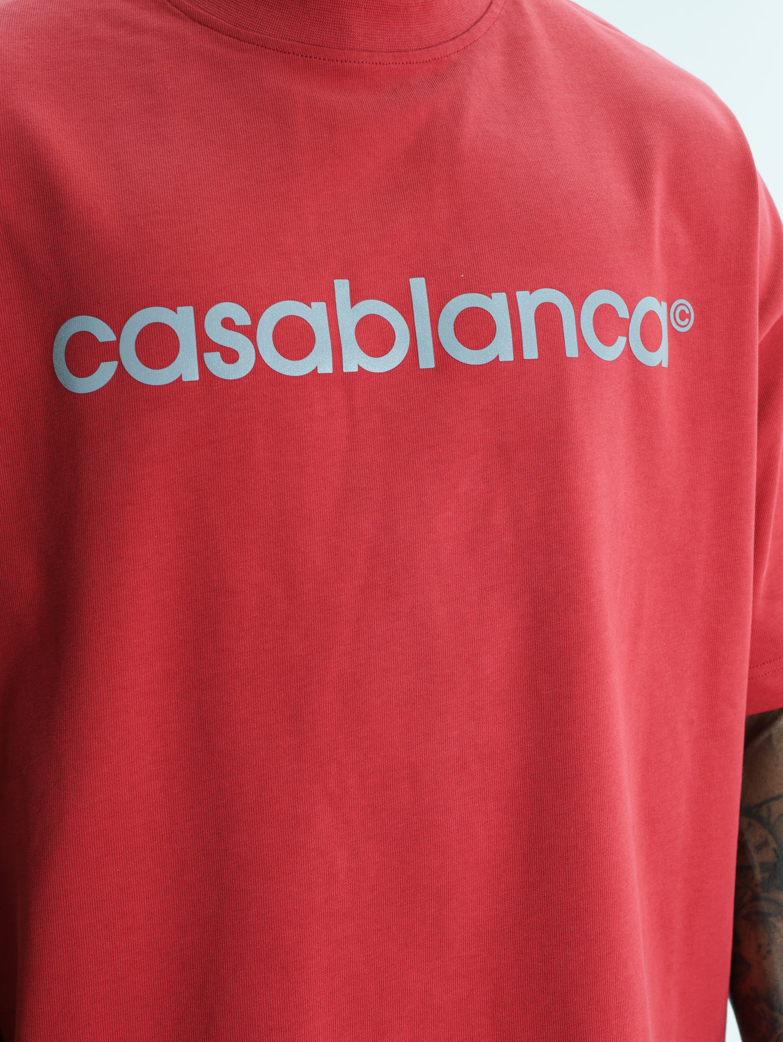 Casablanca Reflective Logo Oversized T-Shirt Red