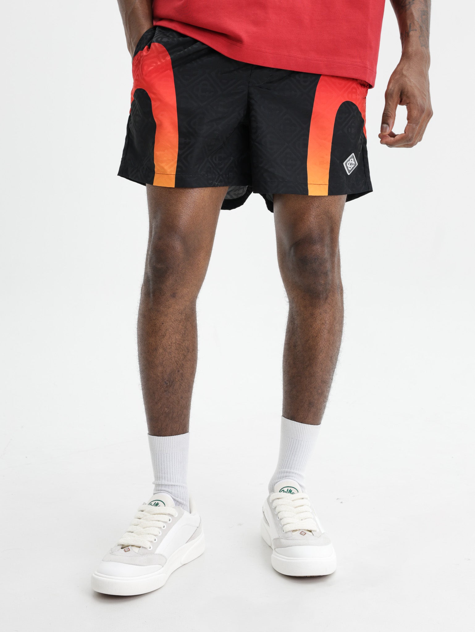Casablanca Gradient Panel Jacquard Swim Shorts Red