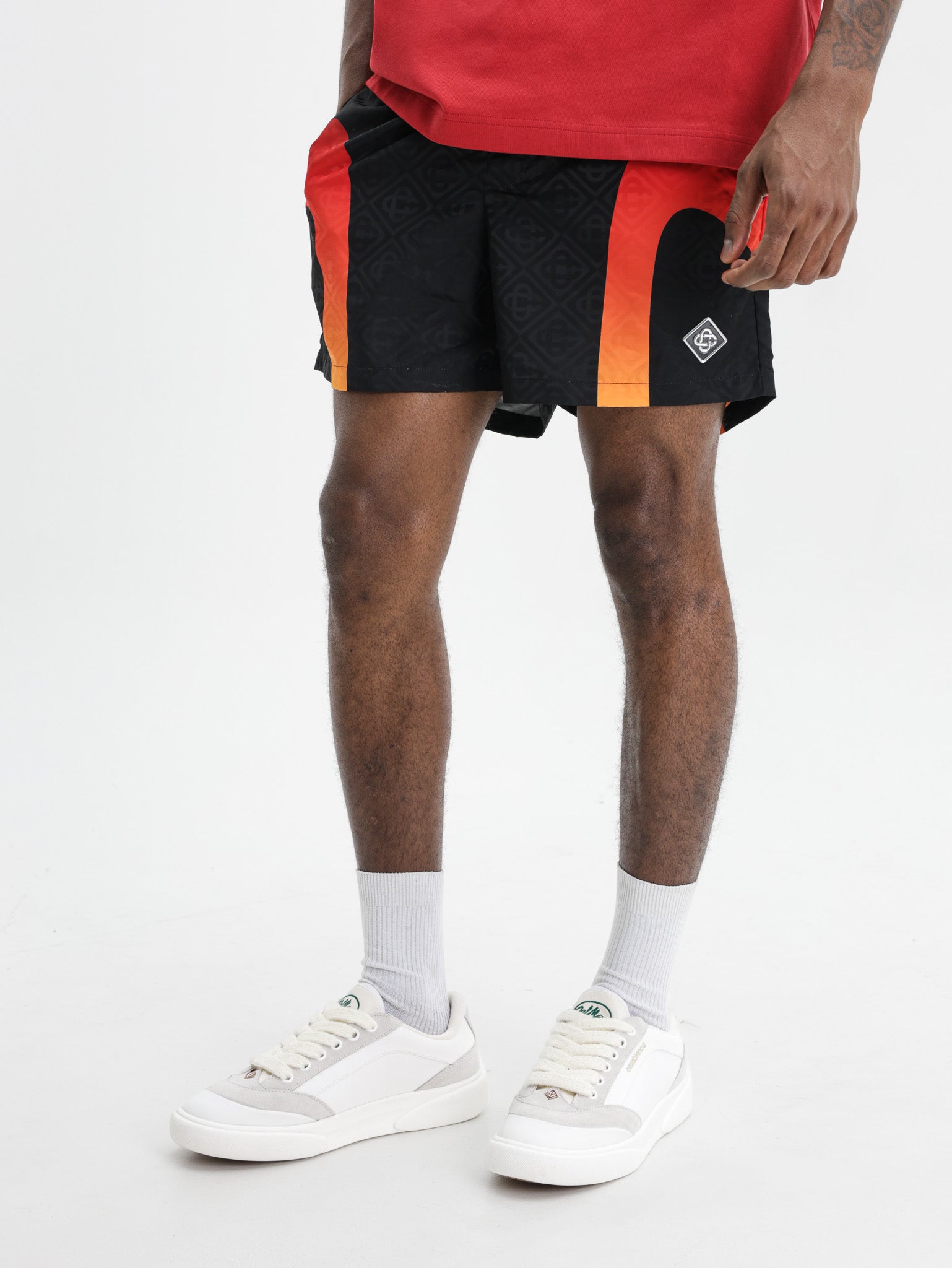 Casablanca Gradient Panel Jacquard Swim Shorts Red