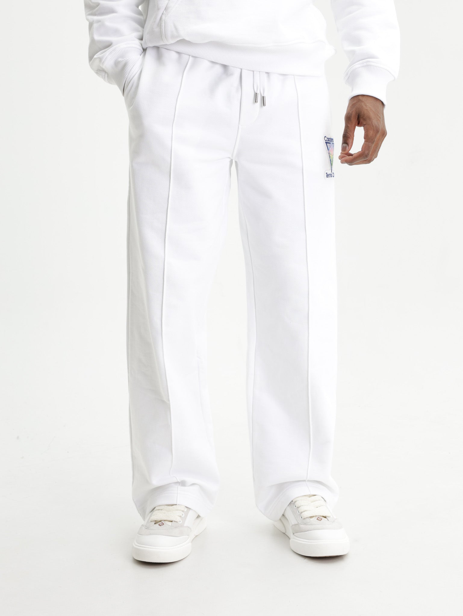 Casablanca Tennis Club Icon Pintuck Jogger Shorts White