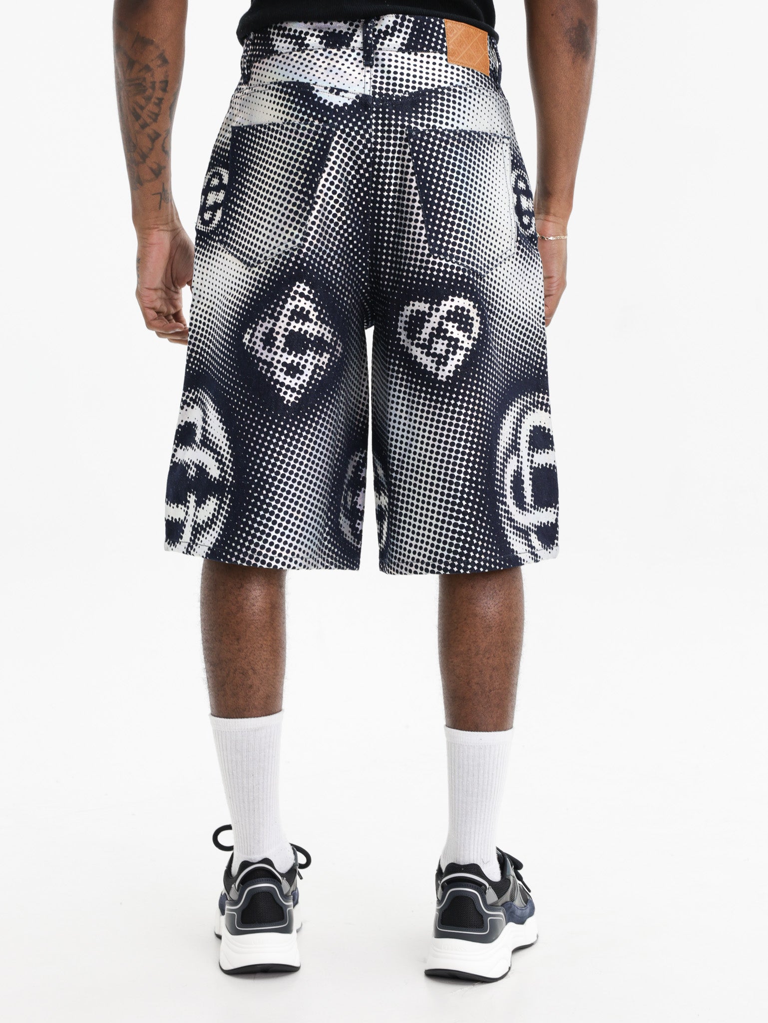 Casablanca Pearlescent Monogram Denim Shorts Indigo