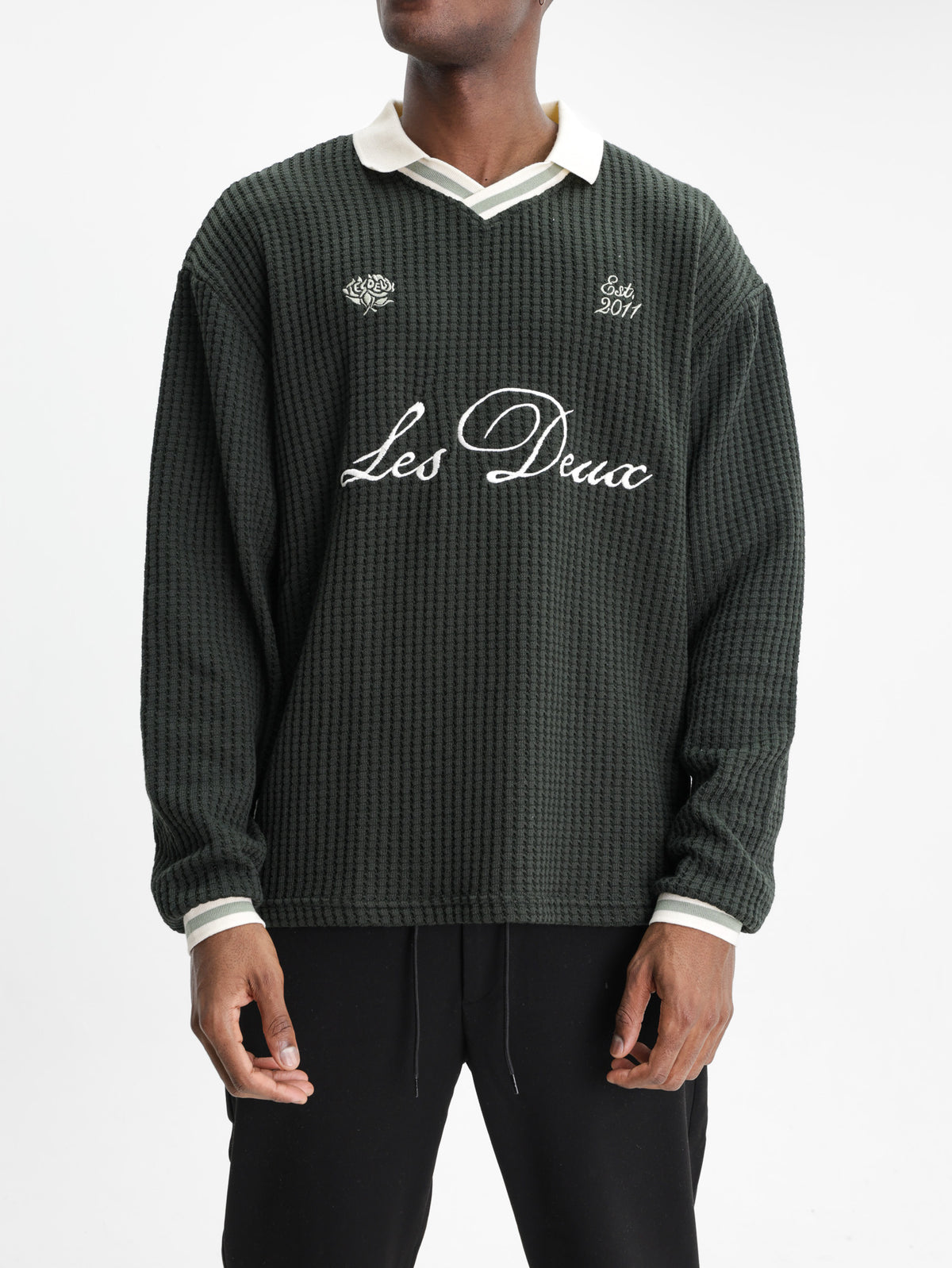 Les Deux Jersey Waffle Ls Football Rosin Green