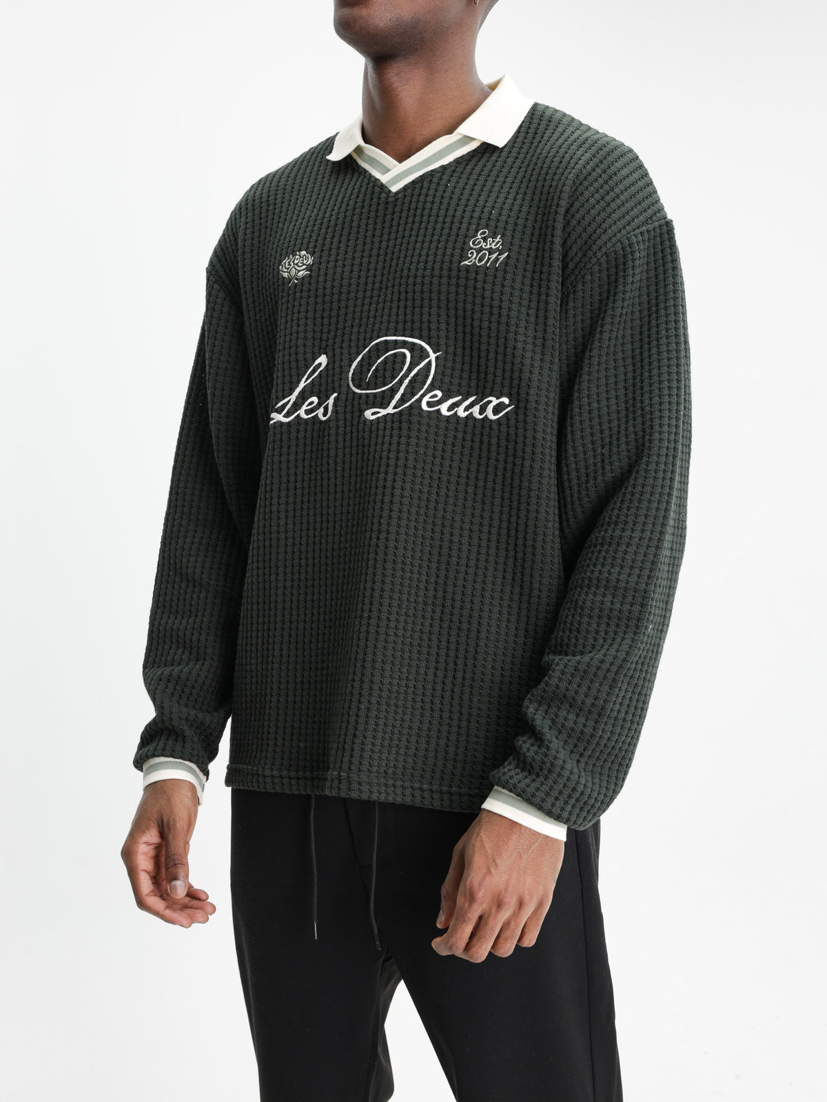 Les Deux Jersey Waffle Ls Football Rosin Green
