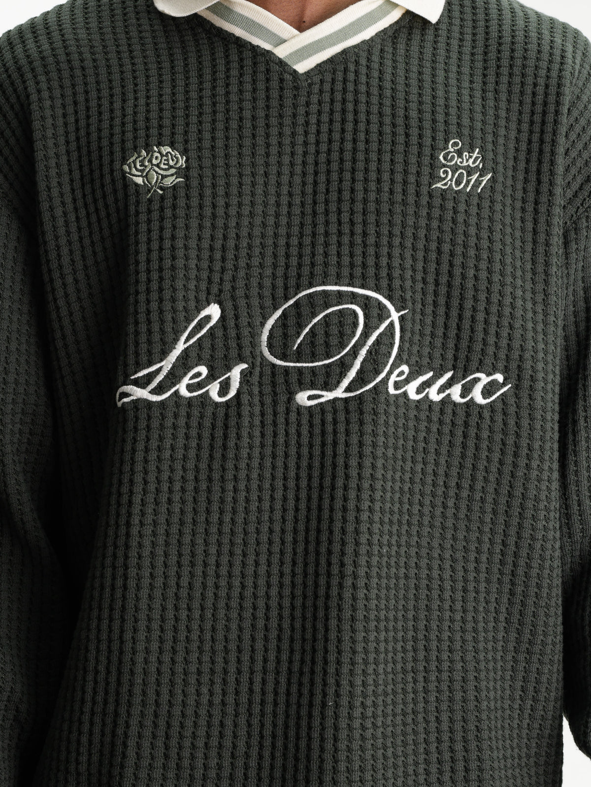Les Deux Jersey Waffle Ls Football Rosin Green