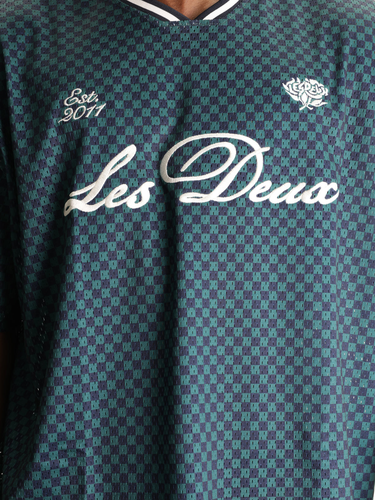 Les Deux Shirt Check Aop Mesh Mediterranean Green