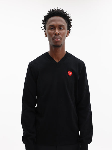 Noir comme des garcons 80s 変形 トップス Comme Des Garcons Sweater Red Rhinestone Emblem Black - AL Capone