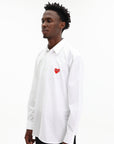 Comme Des Garcons Shirt Play Red Emblem Button Up White