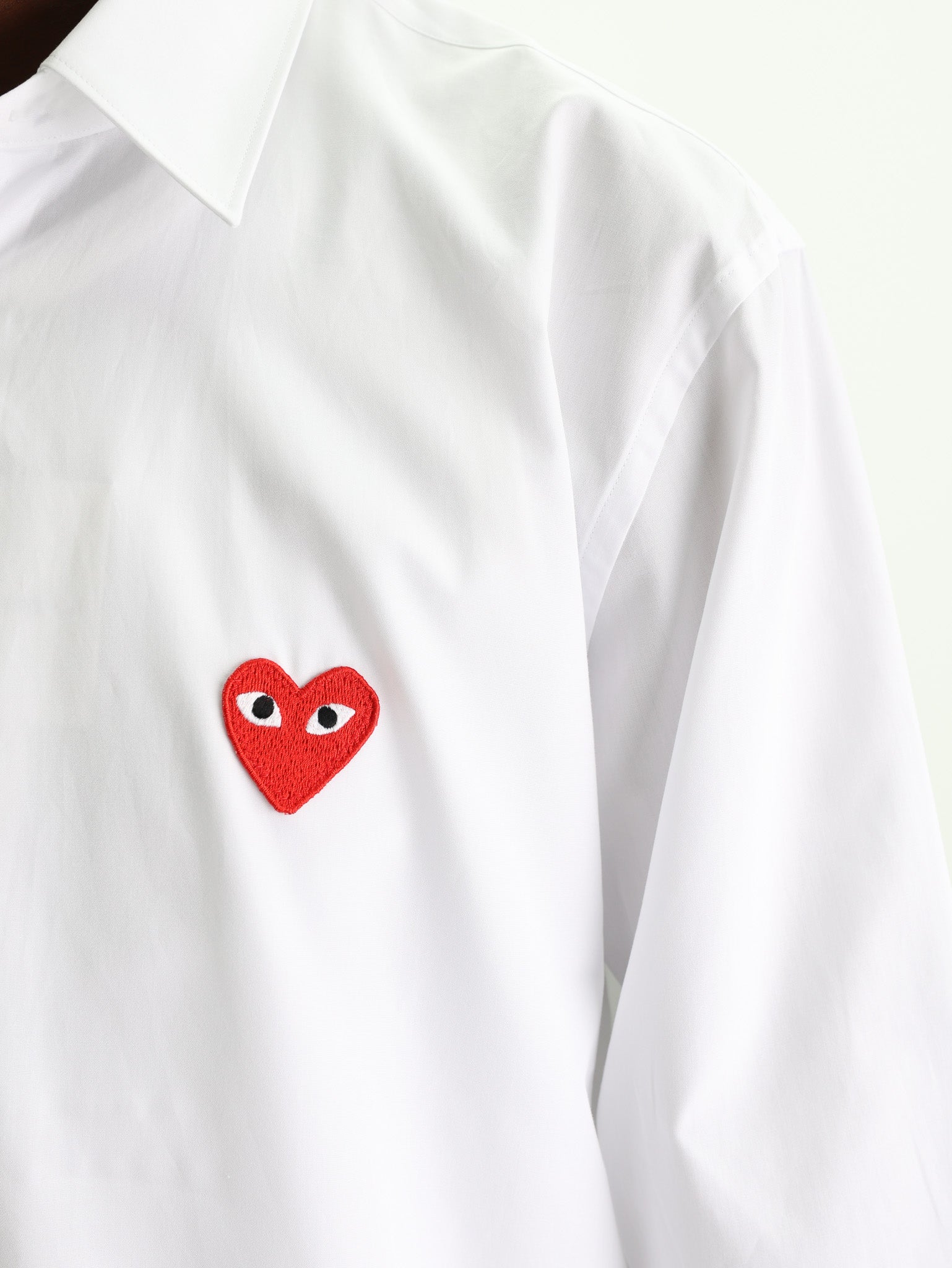 Comme Des Garcons Shirt Play Red Emblem Button Up White