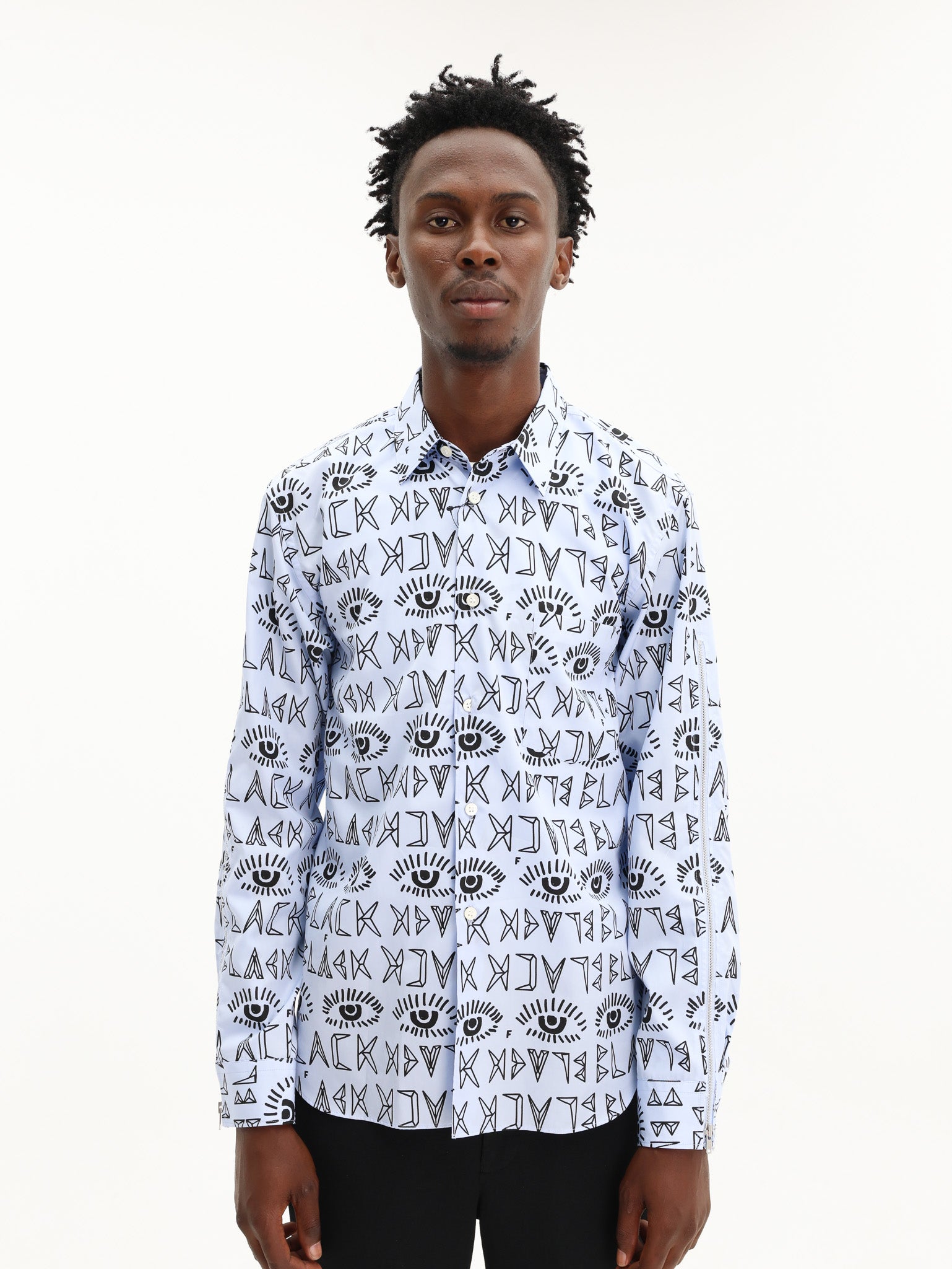 Comme Des Garcons Shirt Long Sleeve Aop Buttondown White-Black