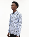 Comme Des Garcons Shirt Long Sleeve Aop Buttondown White-Black