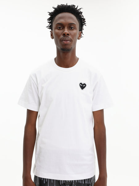 Comme Des Garcons T-Shirt Play Rhinestone Heart White - AL Capone