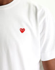Comme Des Garcons T-Shirt Play Small Red Heart White