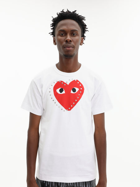 Comme Des Garcons T-Shirt Play Studded Big Heart White - AL Capone