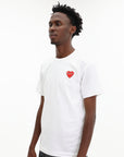 Comme Des Garcons T-Shirt Play Emblem Rhinestone Heart White