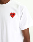 Comme Des Garcons T-Shirt Play Emblem Rhinestone Heart White