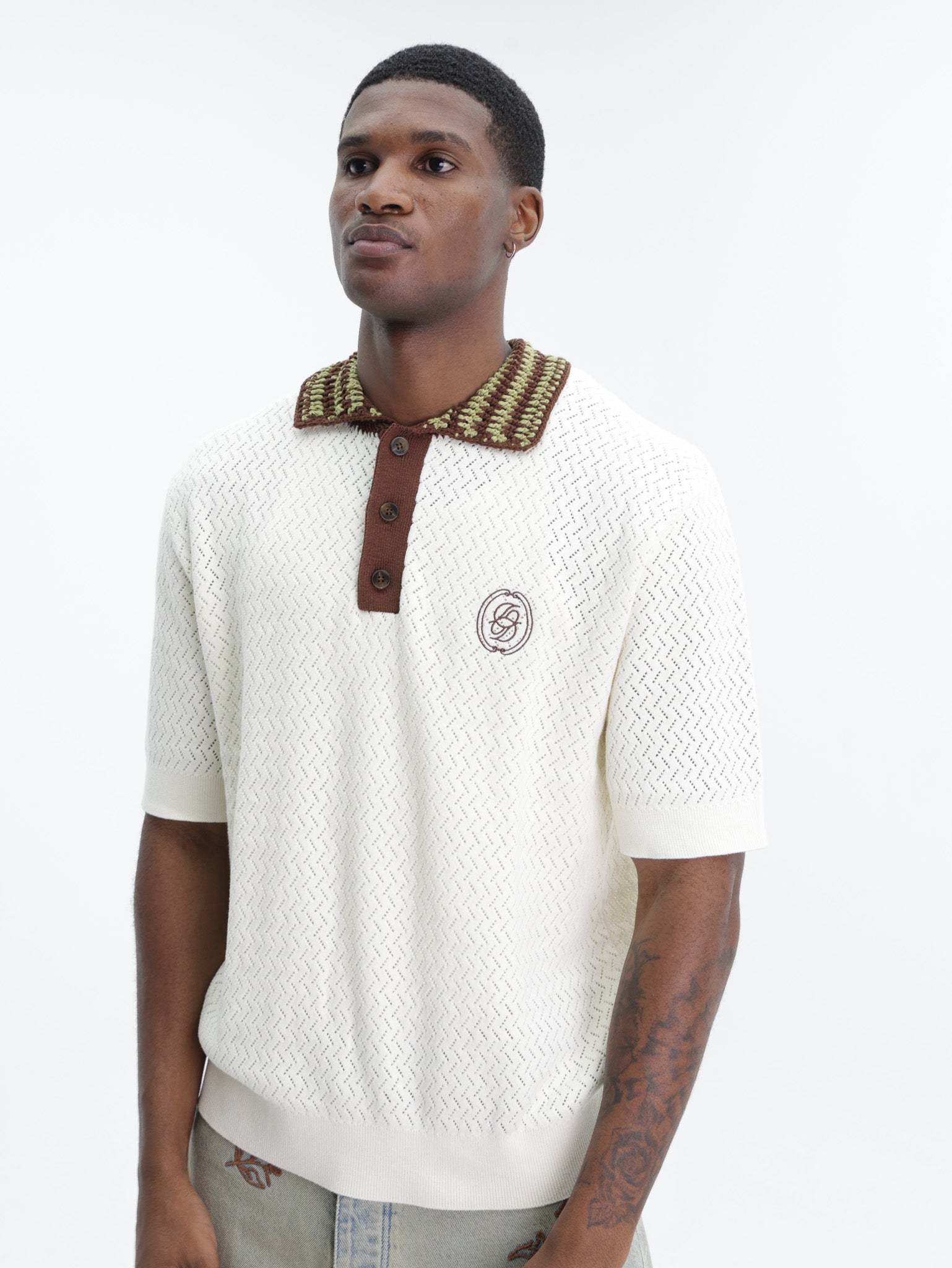 Drole Golfer Maille Ajoure D Miroir Off White