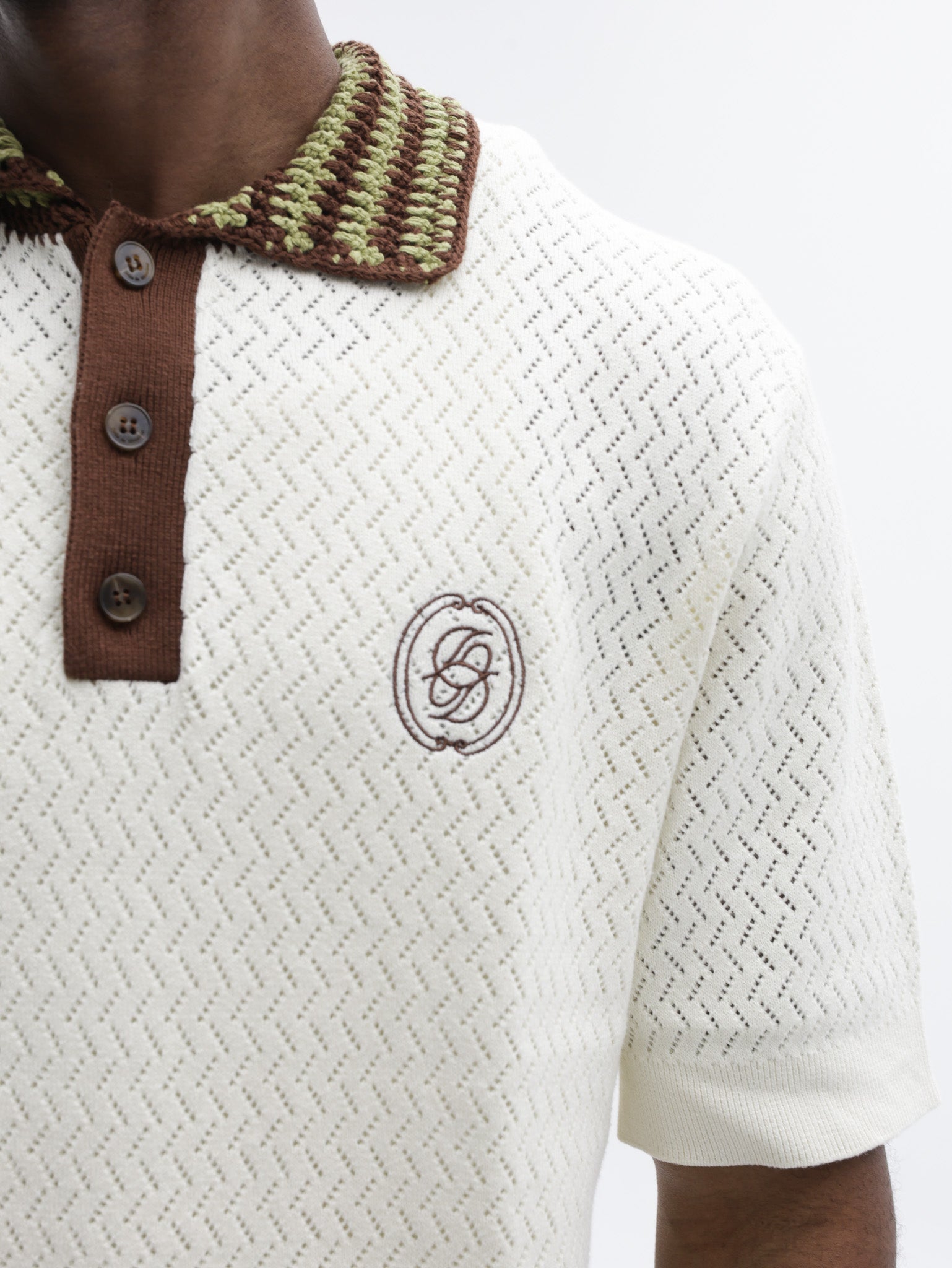Drole Golfer Maille Ajoure D Miroir Off White