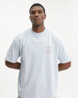 Drole T-Shirt Slogan Calligraphy Light Blue